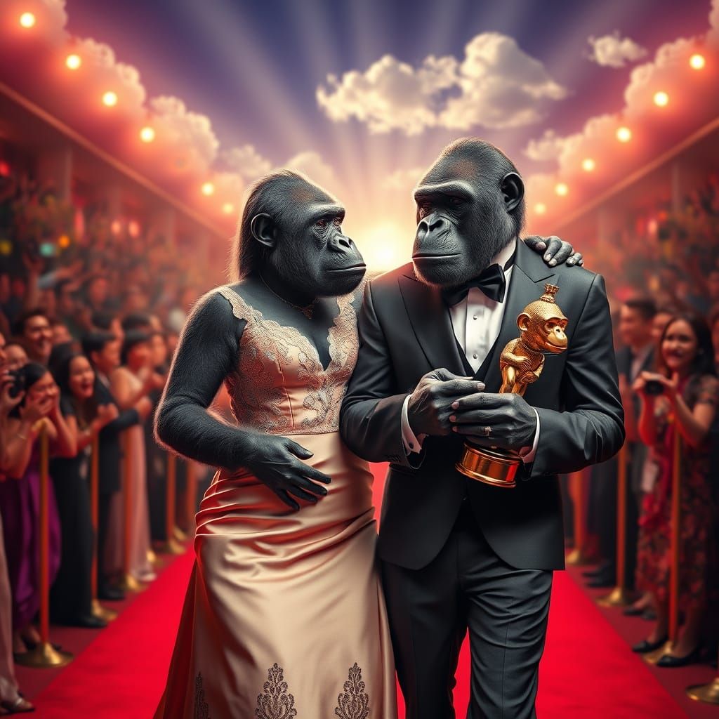 Glamorous Gorilla Couple Steals Red Carpet Show