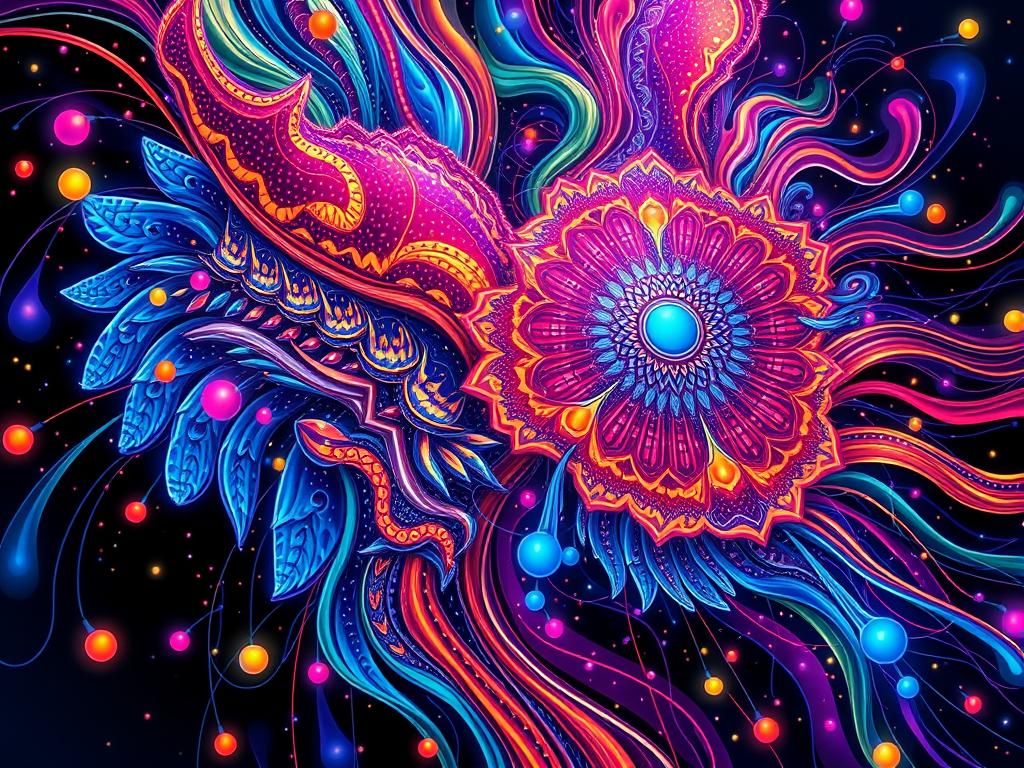 Folk Art Evolution in Fauvist Kinetic Pointillism