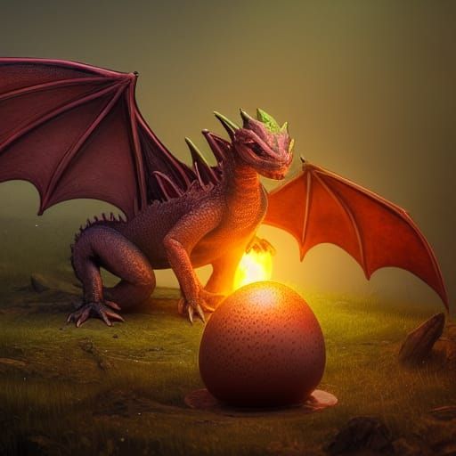 Baby Dragon Hatching: Detailed Fantasy Art