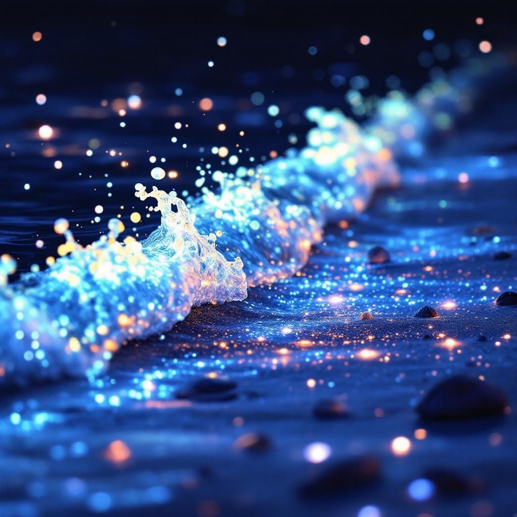 Bioluminescent Waves Create Dreamy Light Display