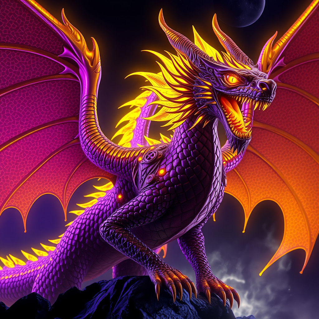 Electric Dragon in Art Nouveau Style