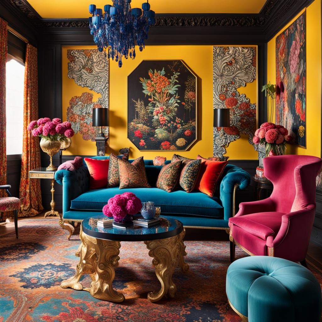 Vibrant Maximalism: Harmonious Chaos in Detailed Matte Paint...
