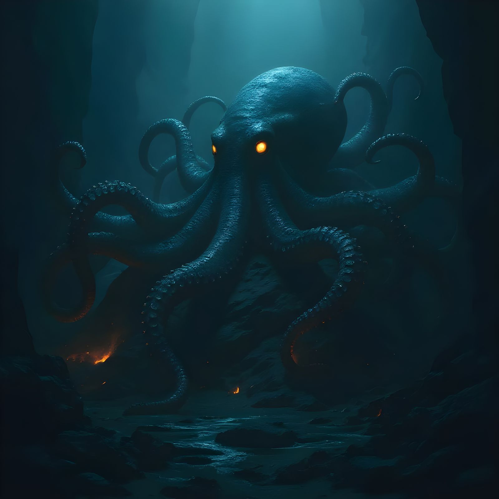 Shadowed Ocean Transformation: AI-Generated Underwater Scene