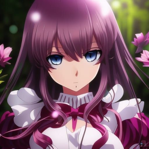 Anime Portrait: Cute Evil Girl in Haunted Forest