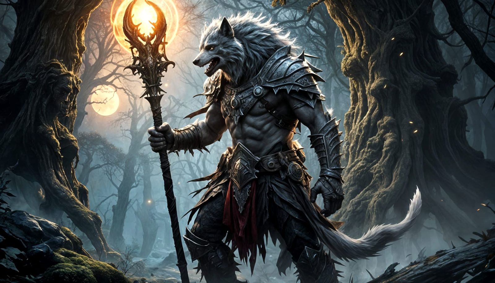 Gothic Wolf Warrior in Intimidating Pose with Smirk Smile