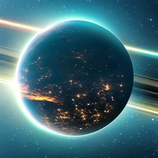 Sci-Fi Spaceship View of Planets and Stars