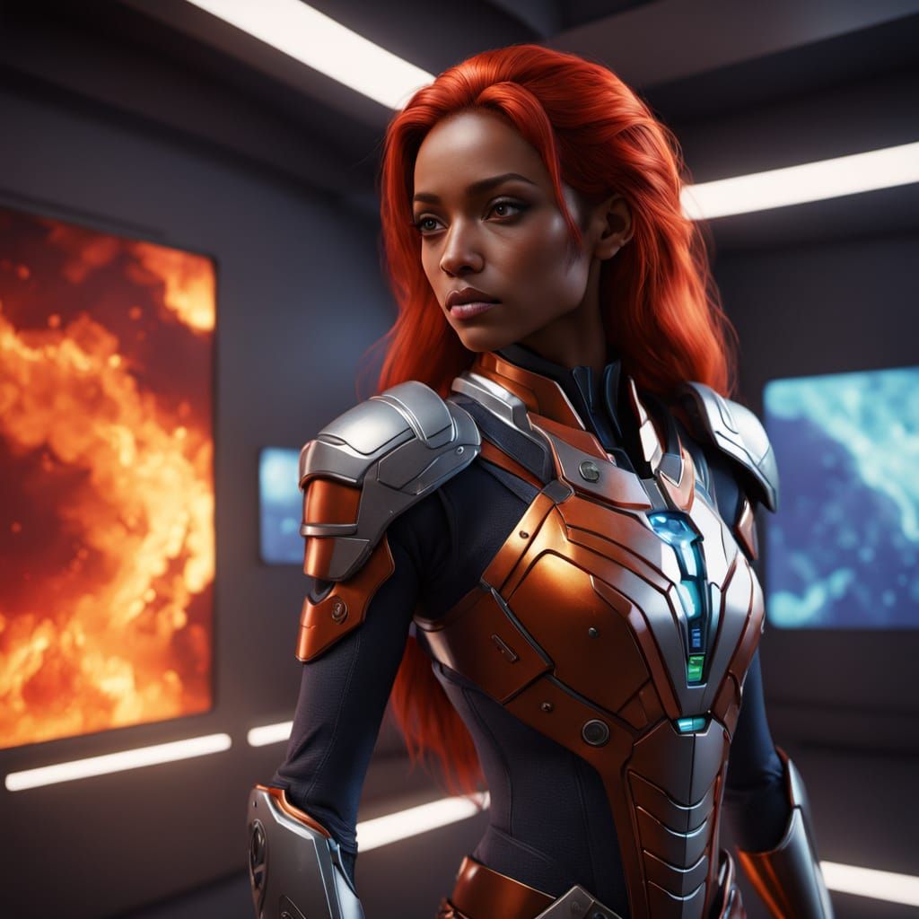 Starfire in Orange Locker Room Preparing Costume