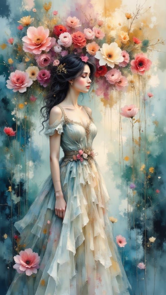 Ethereal Art Nouveau Dreamscape in Watercolour