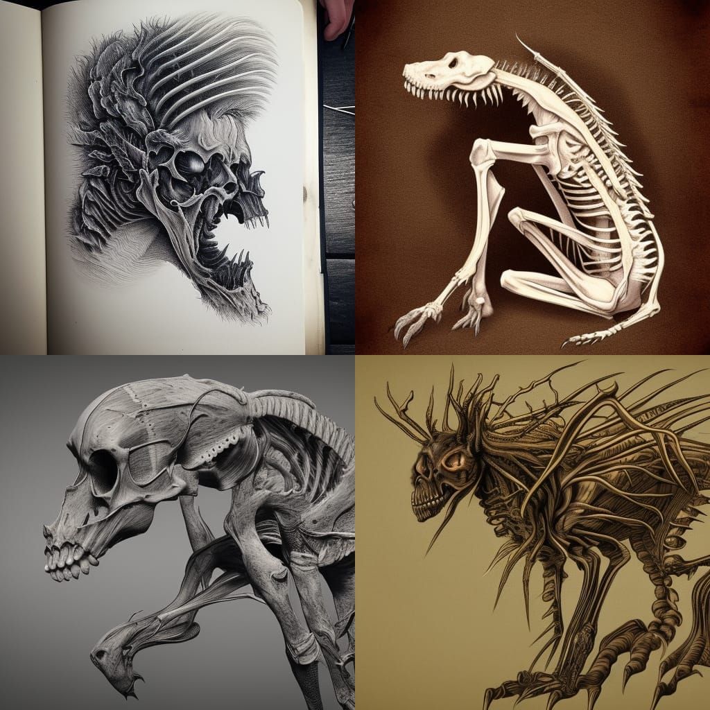 Fantastical Animal Skeleton in Detailed Matte Painting