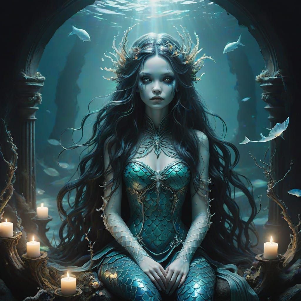 Undead Mermaid in a Dreamy, Surrealistic Aesthetic