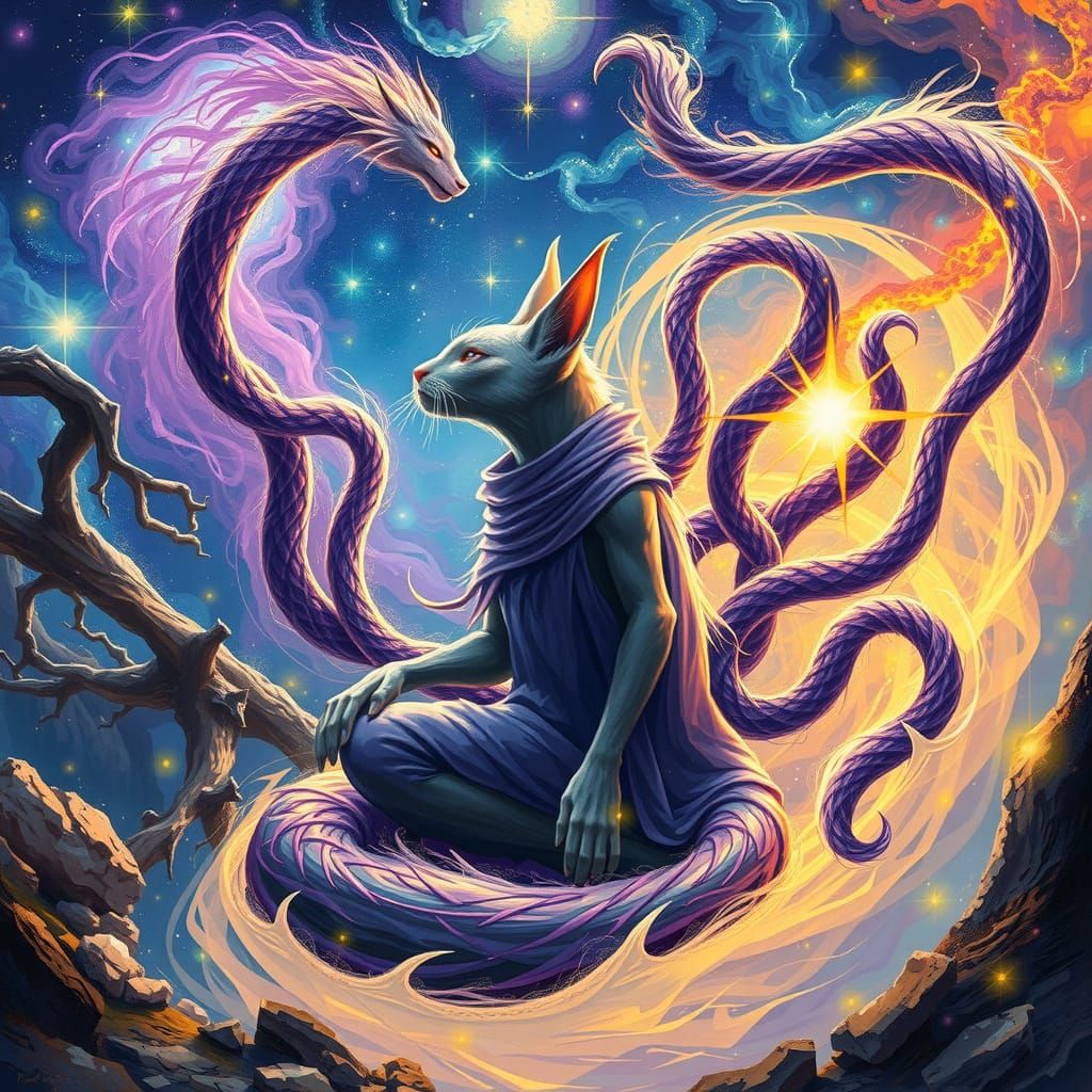 Mystical Feline in Balkan Mountains, Digital Illustration