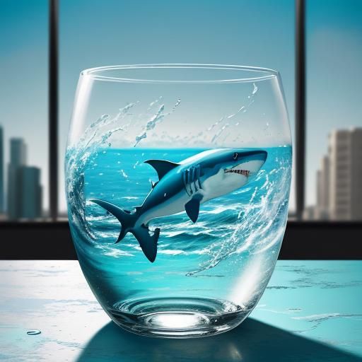 Shark in Cup: Graffiti Splash Art by the Sea