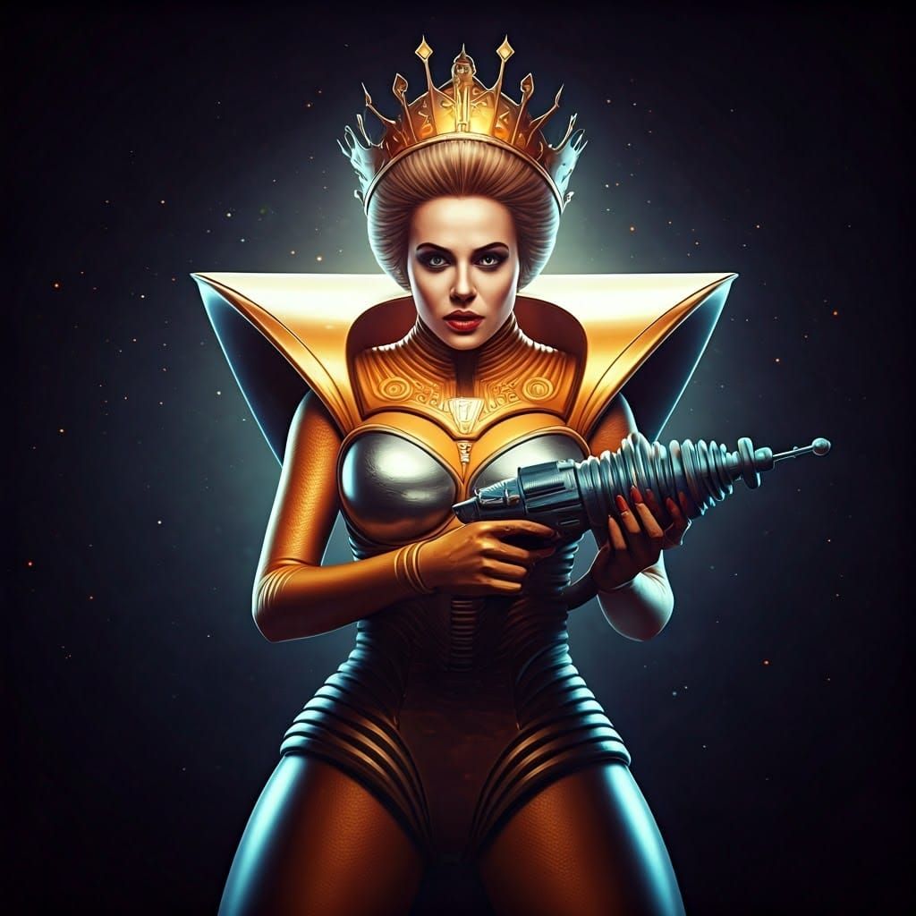 Queen of Outer Space Wields Cyberpunk Ray Gun