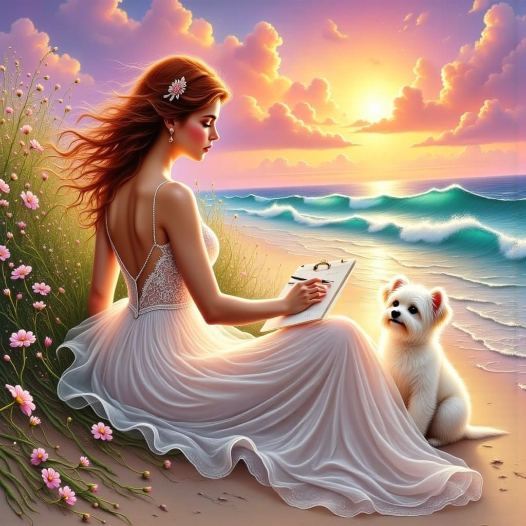 Ethereal Beachside Reverie in Vibrant Colors