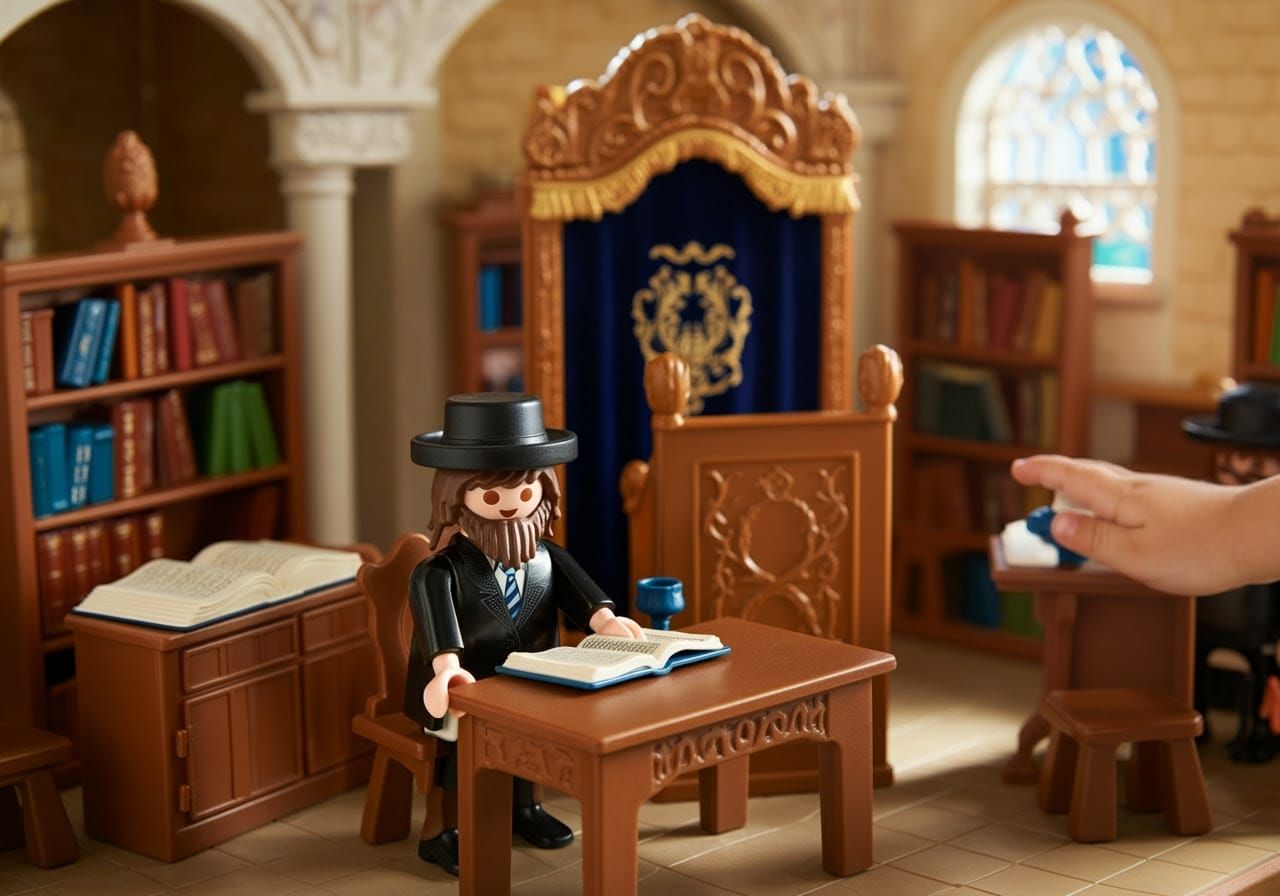 Playmobil-Style Yeshiva Student in Classic Beit Midrash Stud...