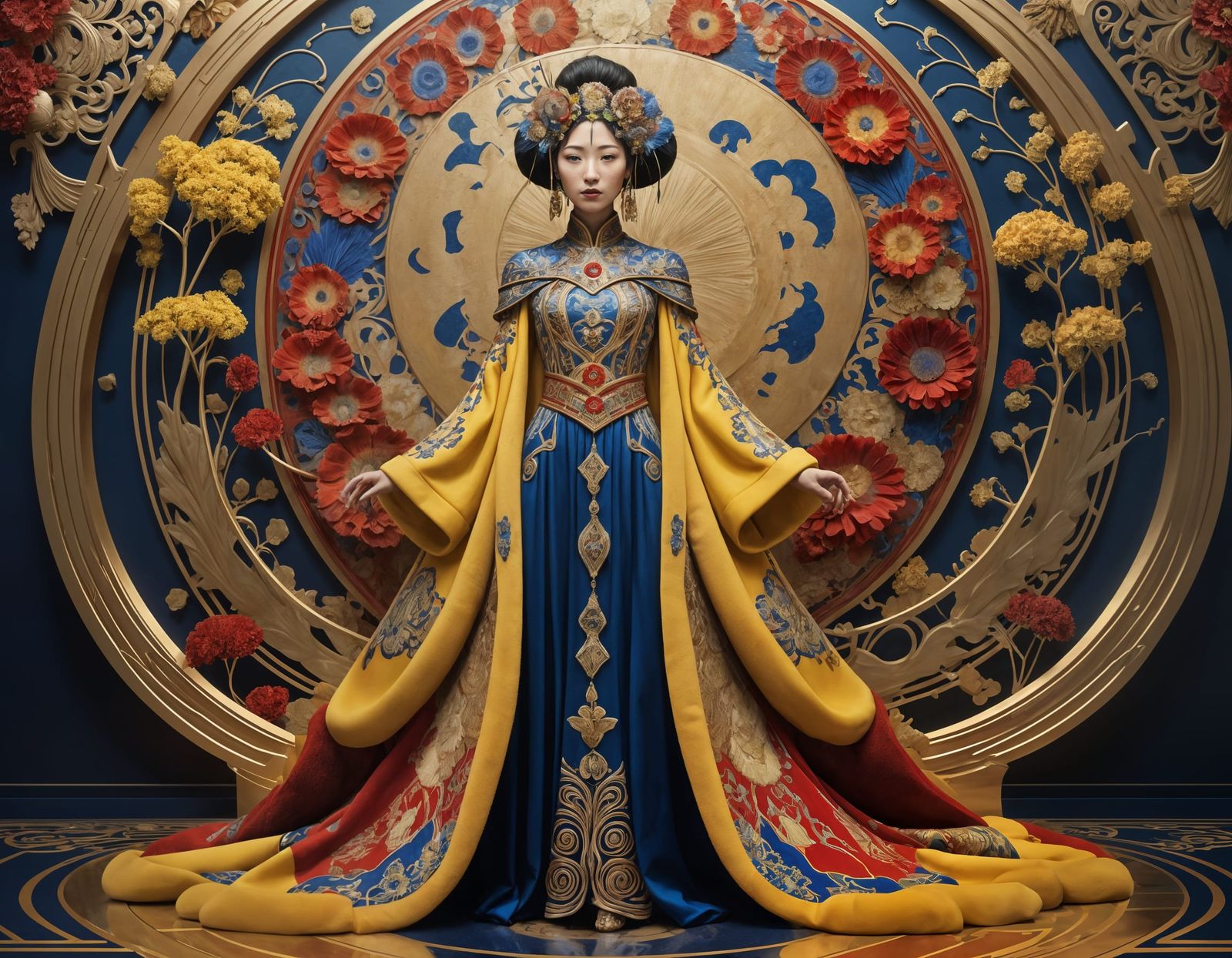 Mongolian Goddess in Opulent Art Nouveau Splendor