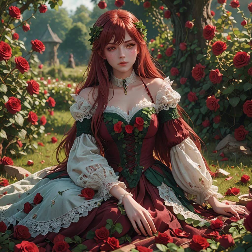 Rias Gremory's Rose Garden Picnic: A Matte Painting