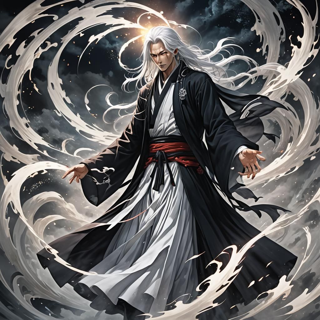 Ethereal Soul Reaper in Cel-Shaded Anime Style
