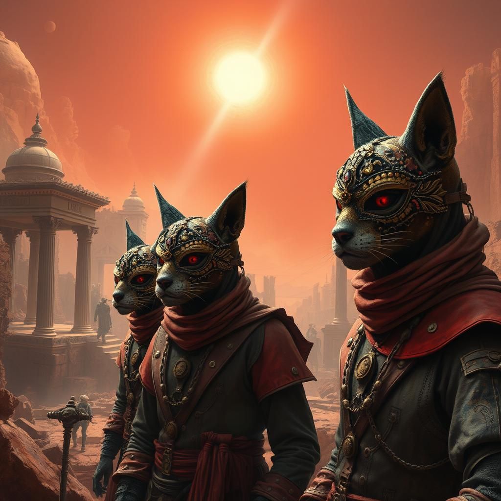 Martian Feline Humanoids in Baroque Style
