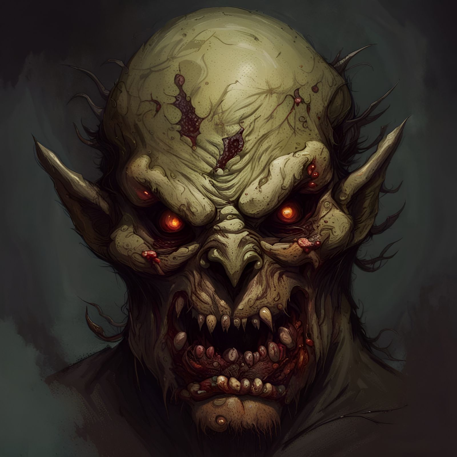Rotting Demon Zombie Head: Sinister Dark Fantasy