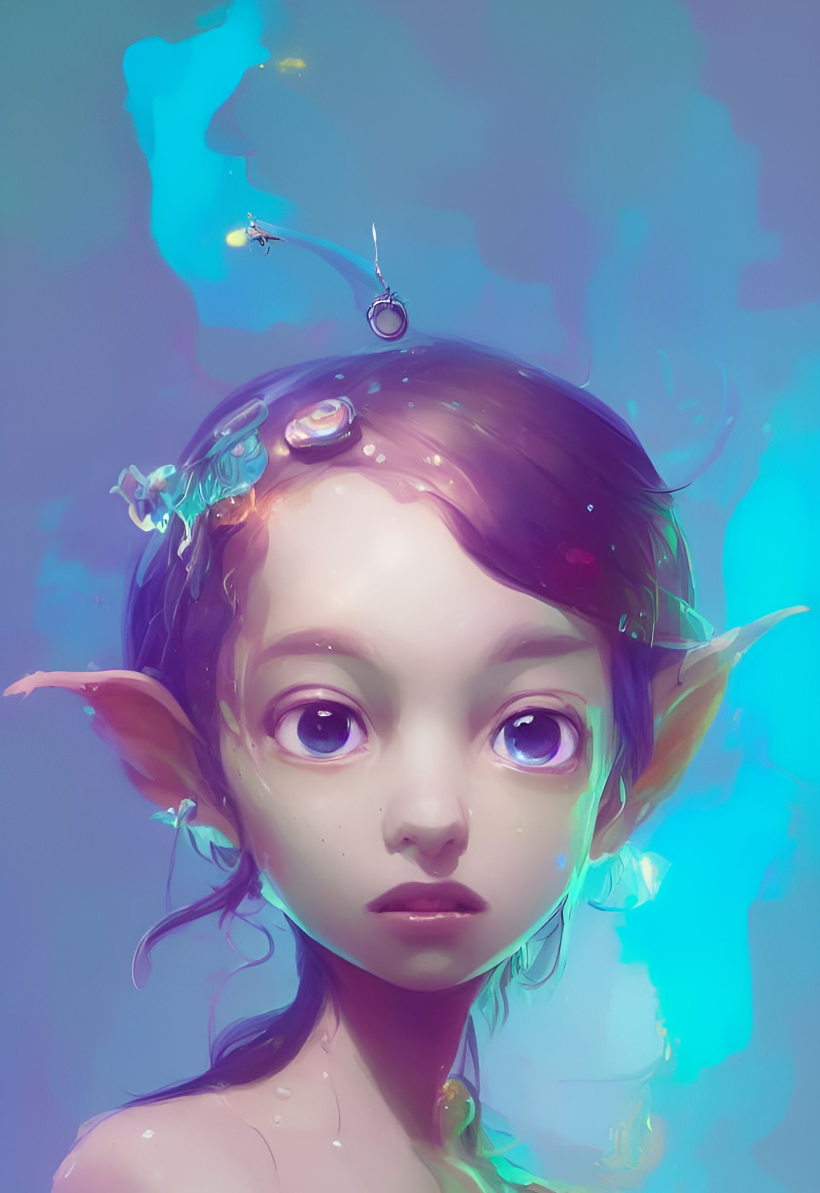 Detailed Portrait of a Cute Water Spirit