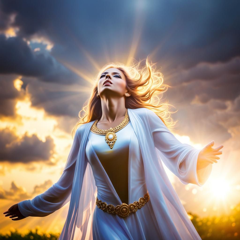 Angel Descends from Heaven in Soft Focus