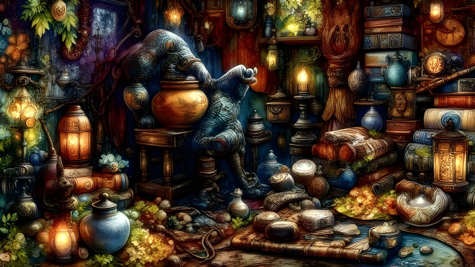 Abstract Watercolor Grunge with Antique Elements