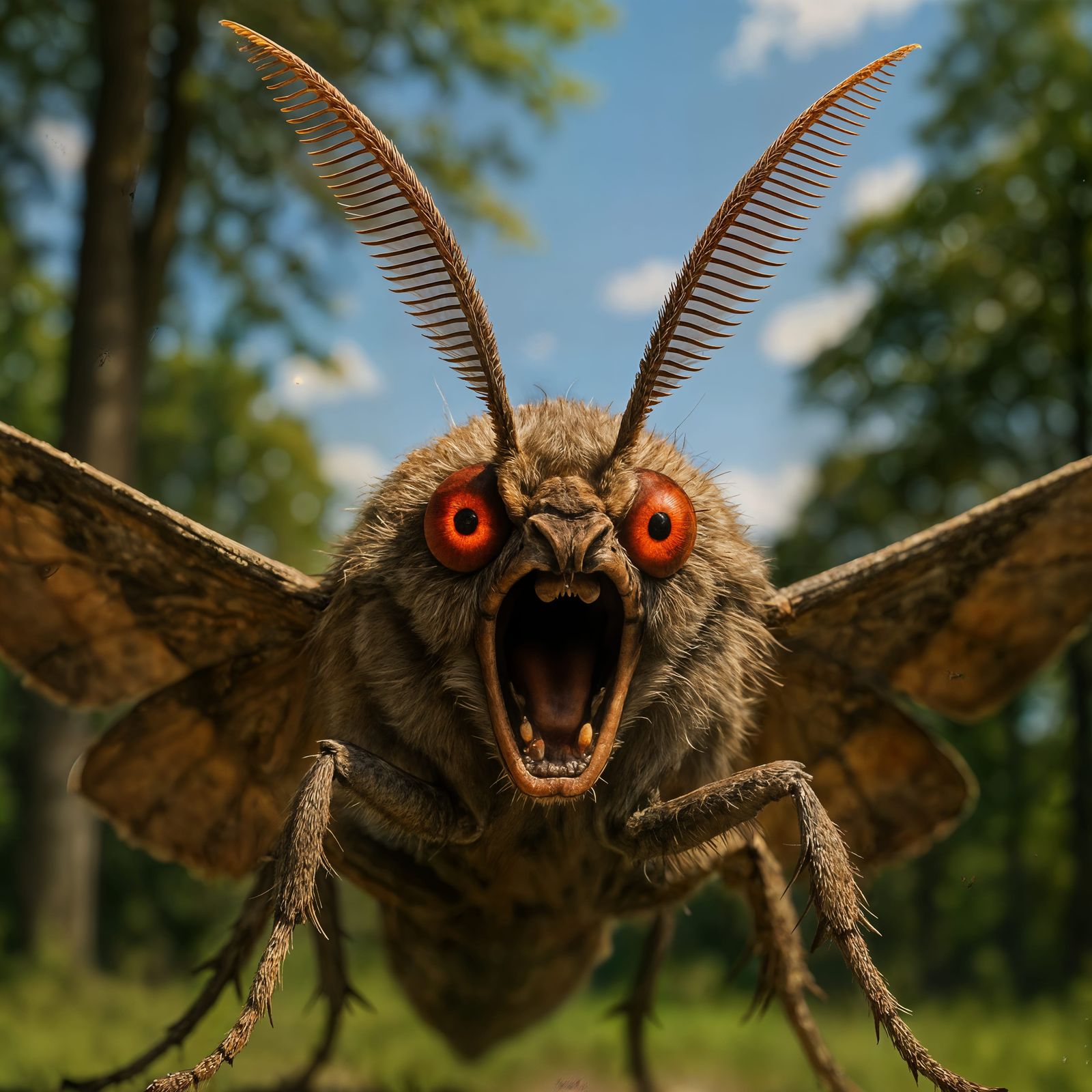 Angry Moth in Natural Outdoor Setting