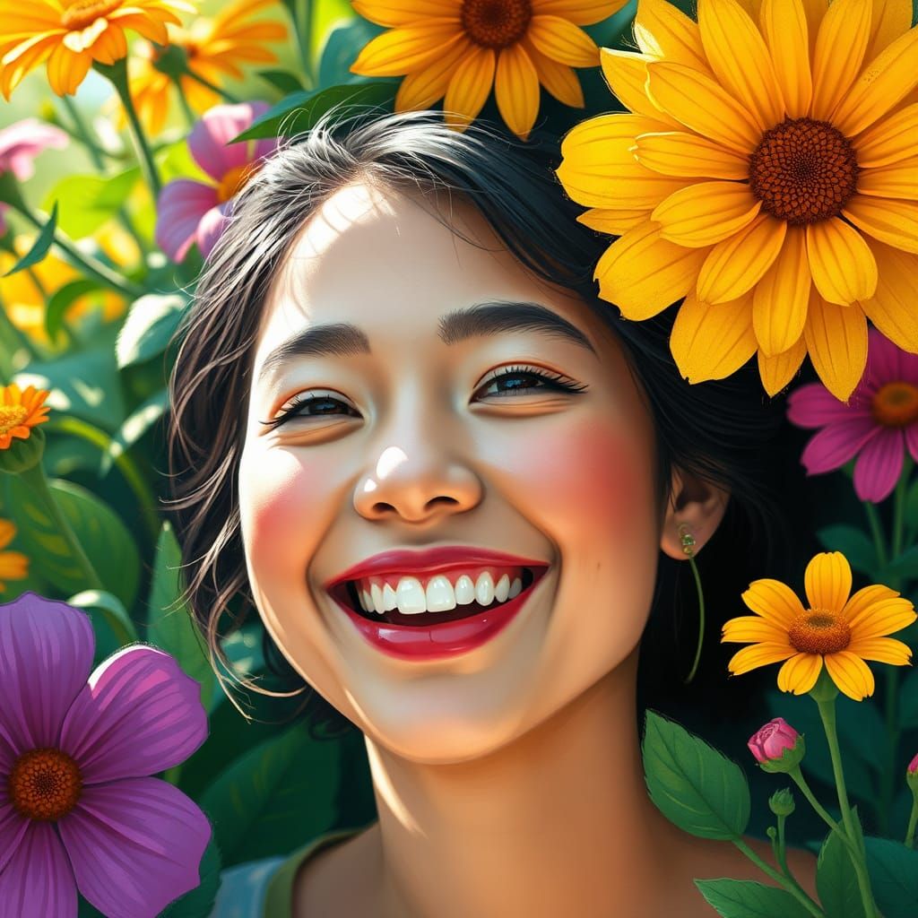 Euphoric Woman Portrait in Dreamlike Style