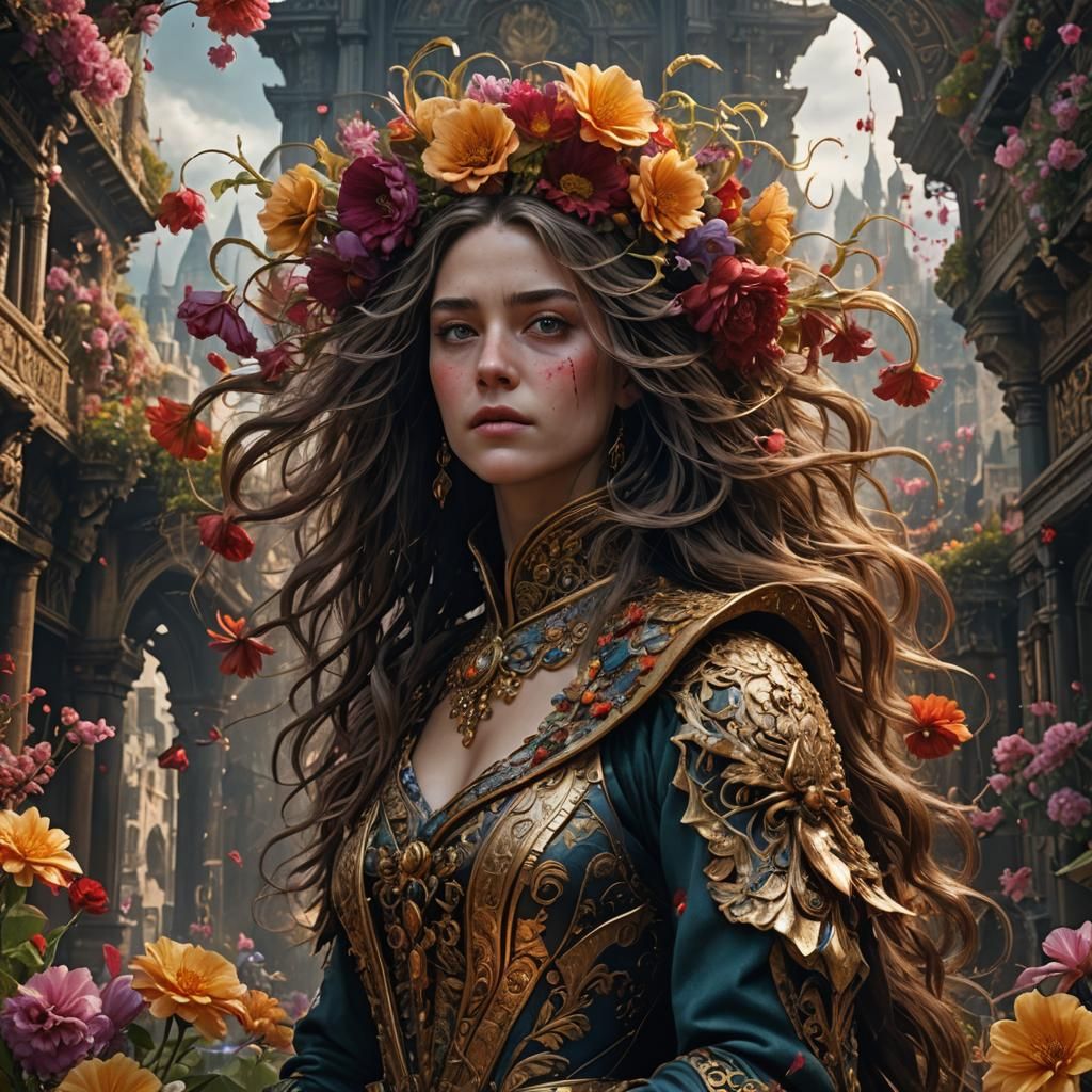 Dramatic Portrait with Rich Blooms and Detailed Hair