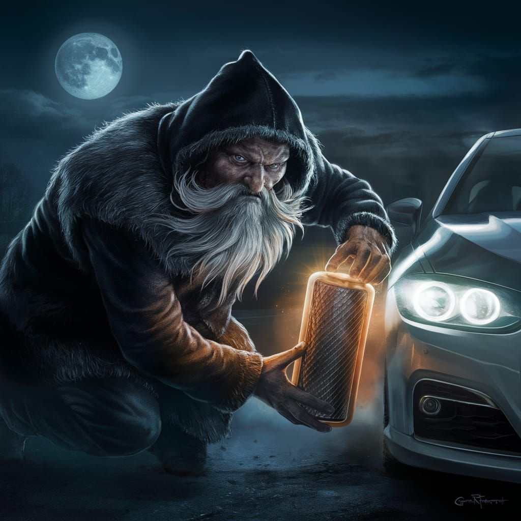 Santa Claus Stealing the Catalytic Converter from a 2022 Audi A8
