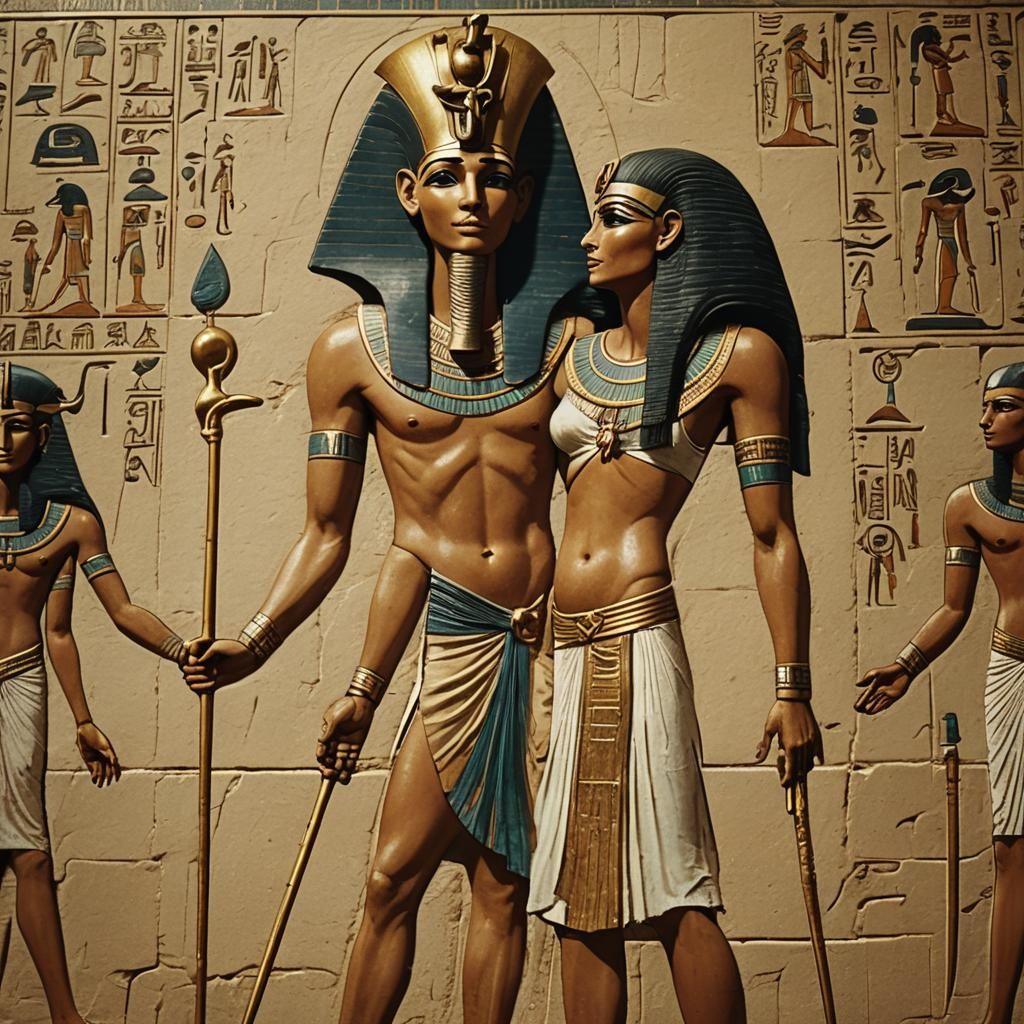 Thoth Protects Isis: An Ancient Egyptian Scene