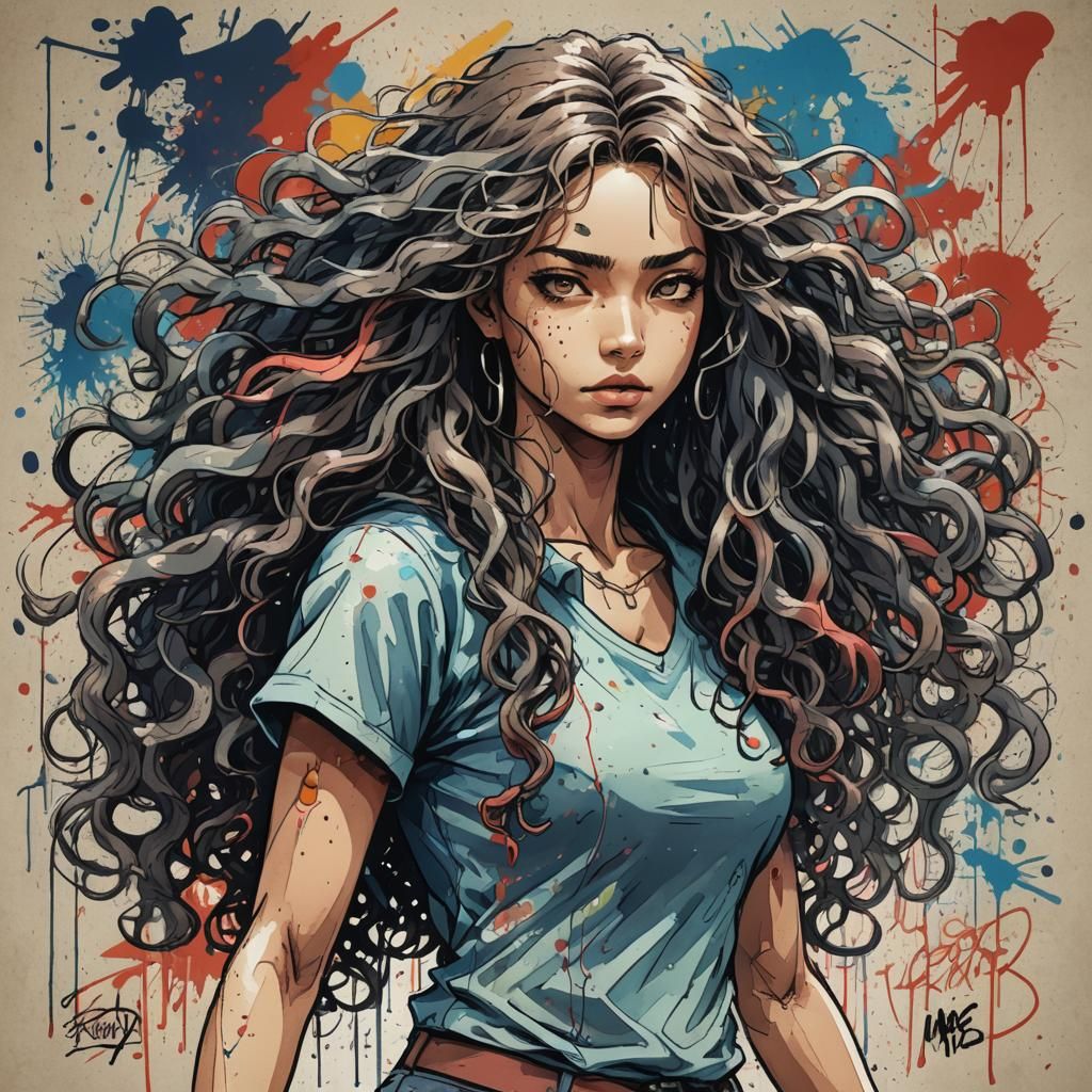 Crayon Sketch of Woman Saying No Fight