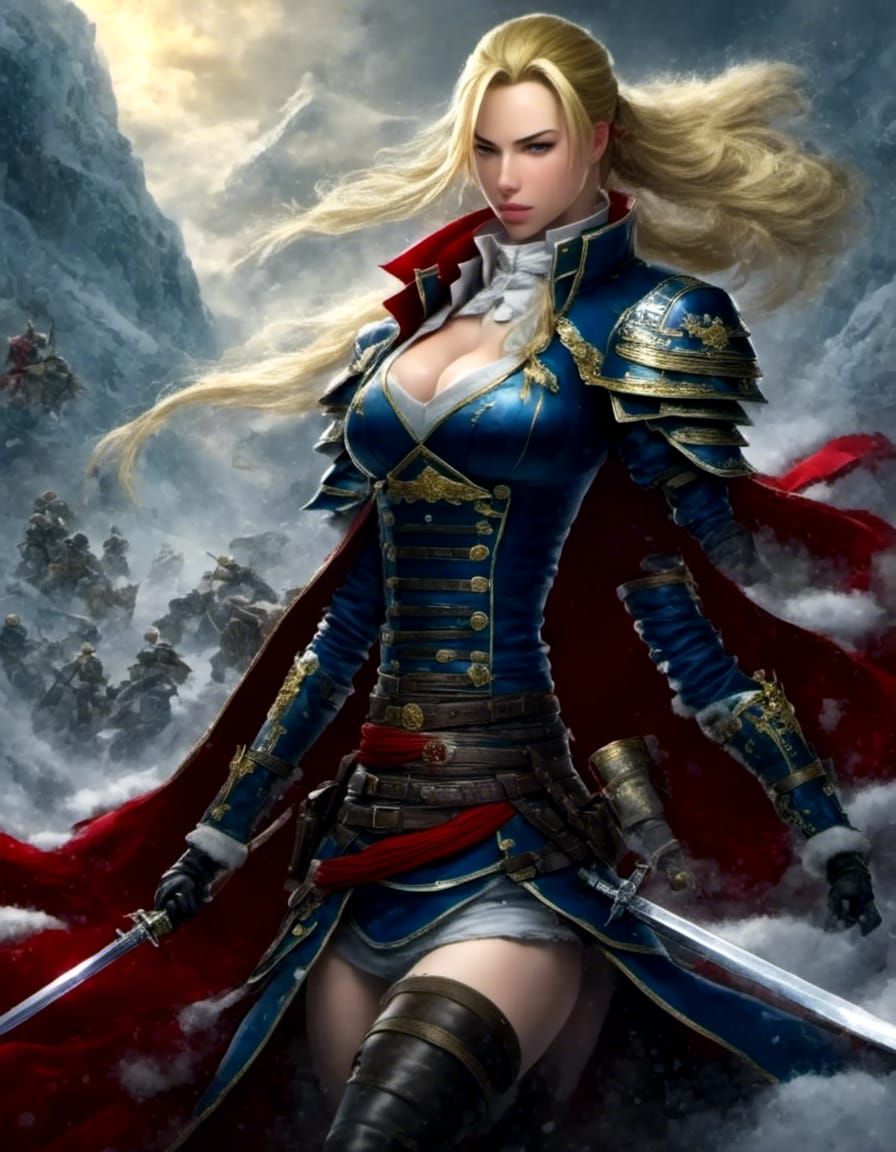 Woman Warrior with Sword in Digital Art Style