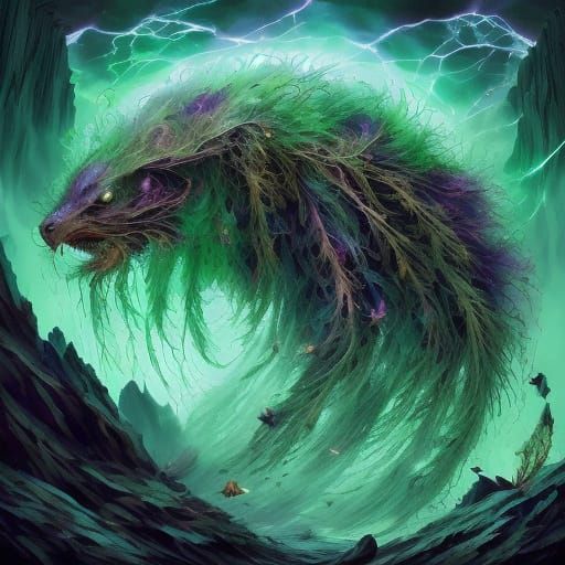Fantasy Chimera Creature: Falcon, Fig, and Fluorite Hybrid