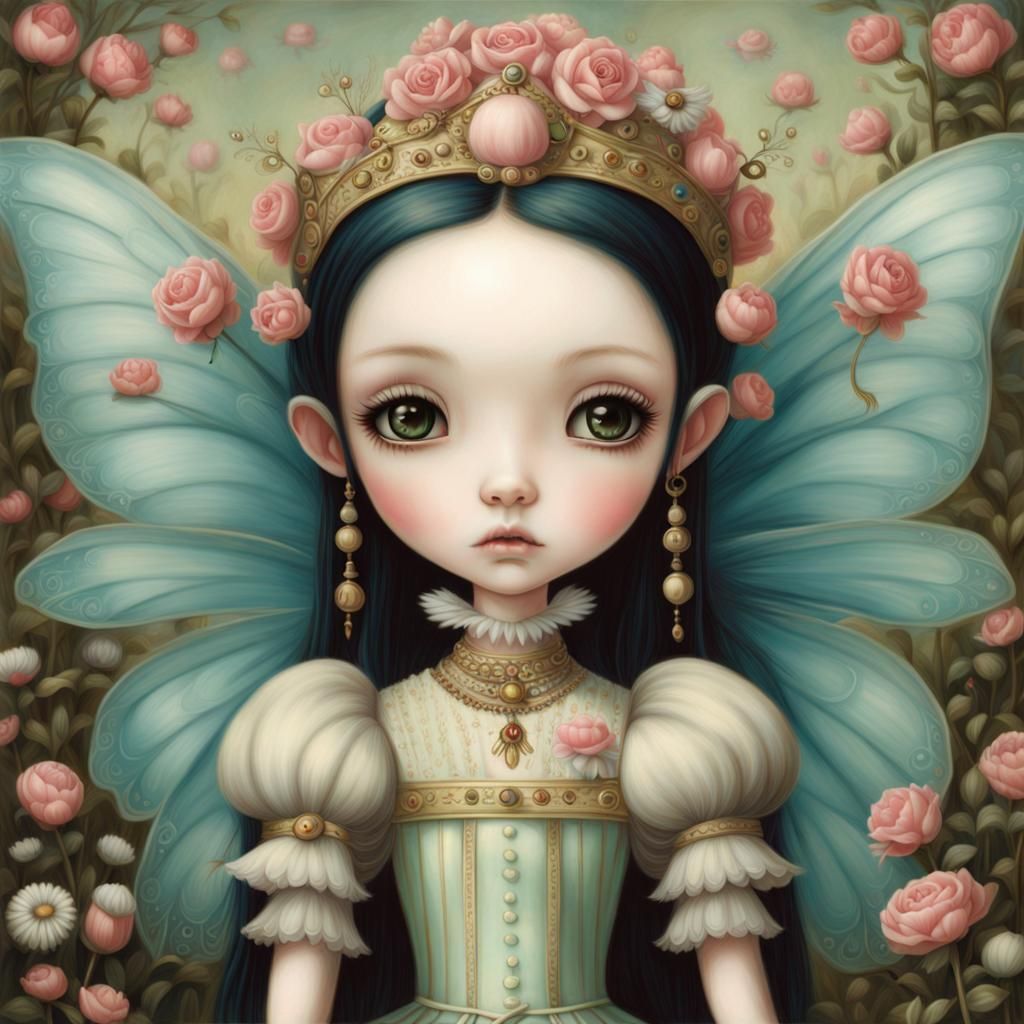 Anime Emo Fairy Queen in Pop Surrealist Style