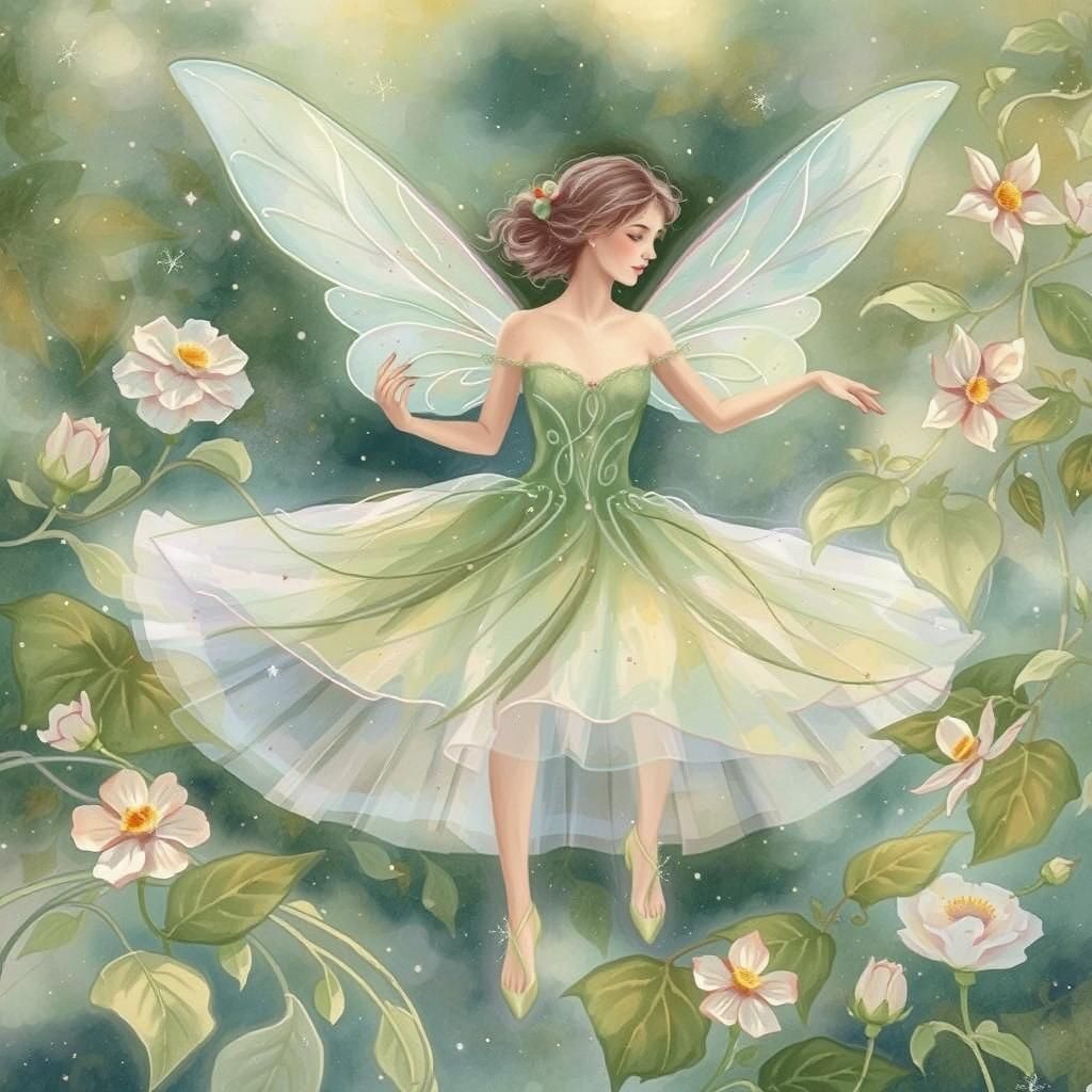Ethereal Fairy Dancing in Dreamy Garden