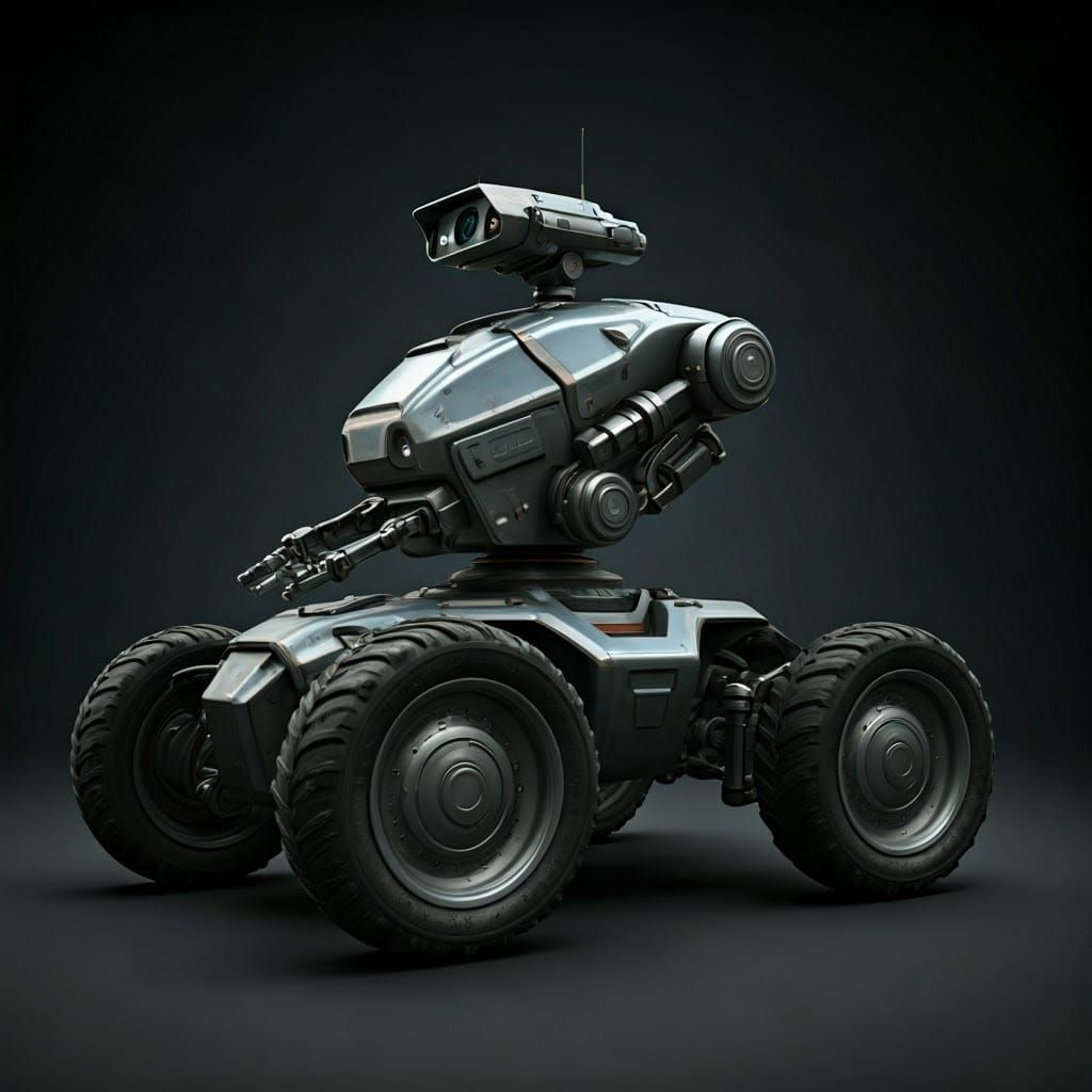 Futuristic Mobile Robot with Advanced Camera and Arm