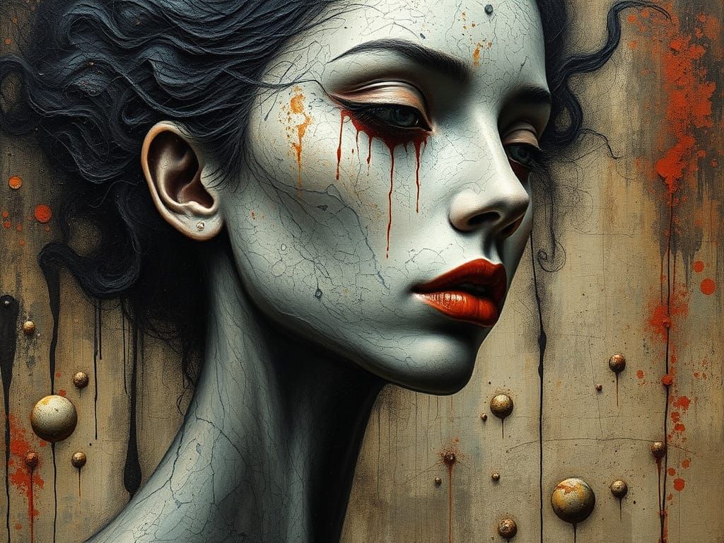 Surreal Dystopian Goddess in Vibrant, Organic Splendor