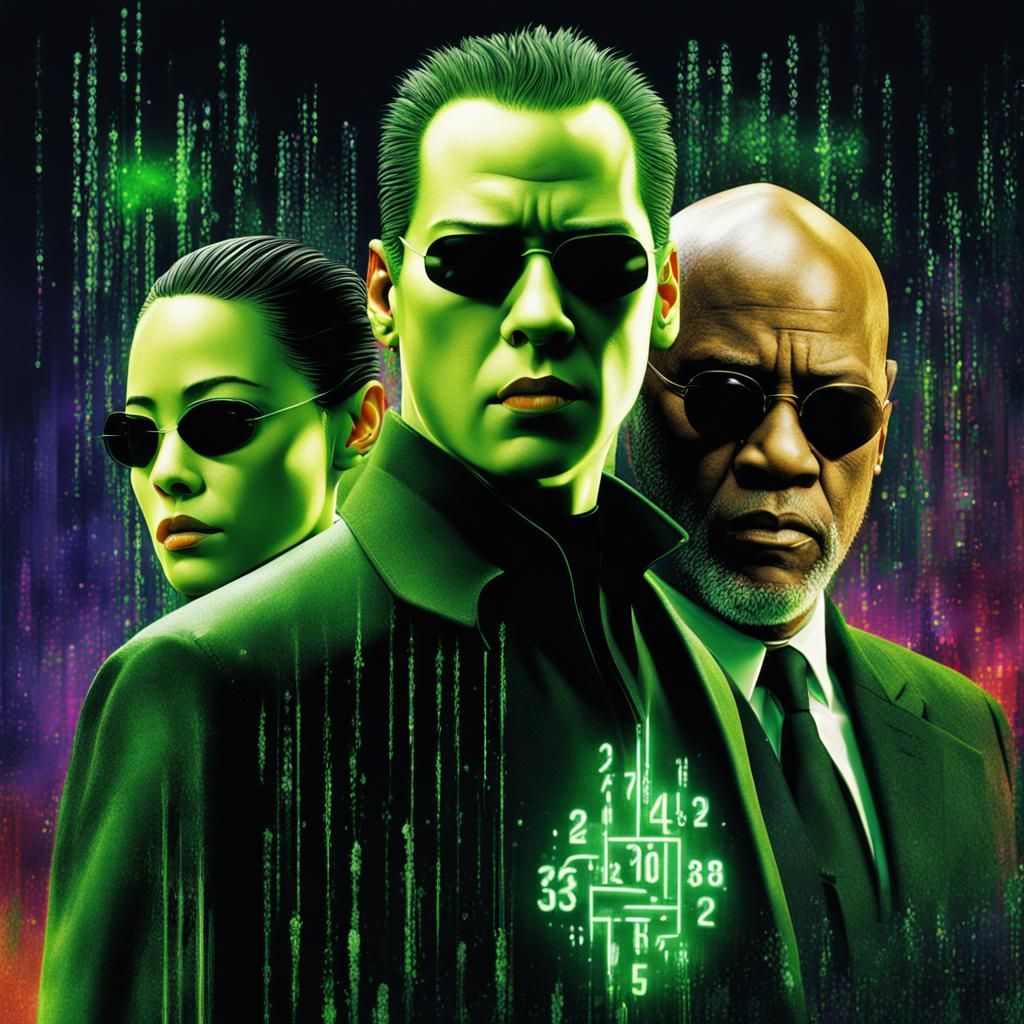 The Matrix: Neo and Morpheus in Digital Rain