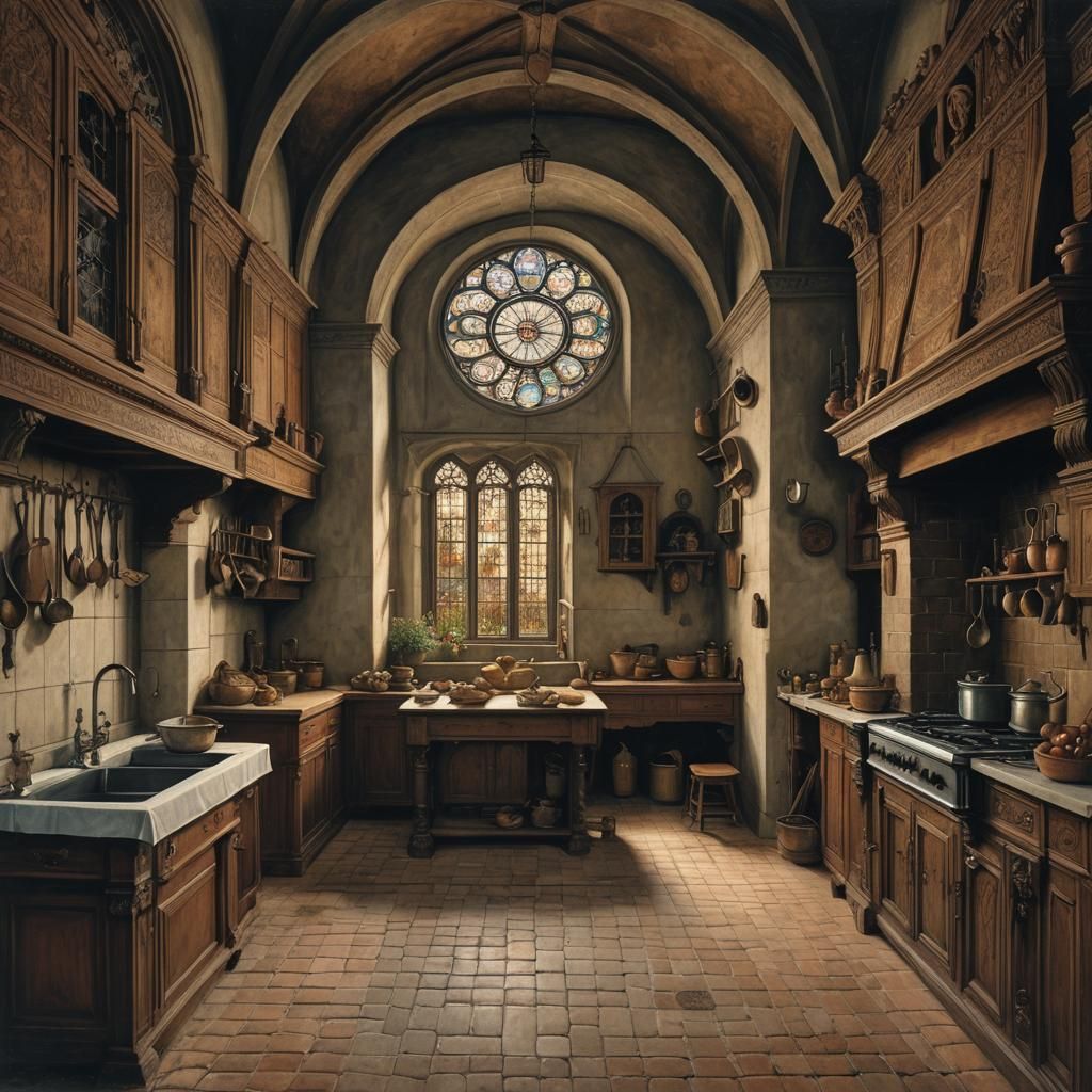 Renaissance Kitchen Interior in Classical Style