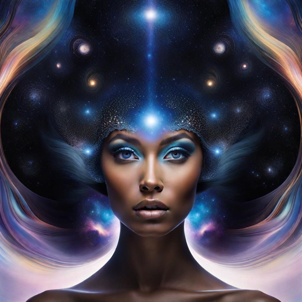 Astrodimensional Portrait: Cosmic Fusion of Human Form