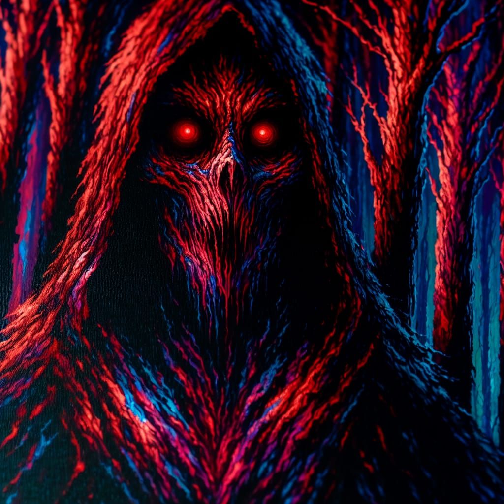 Mysterious Lovecraftian Demon in Dark Forest