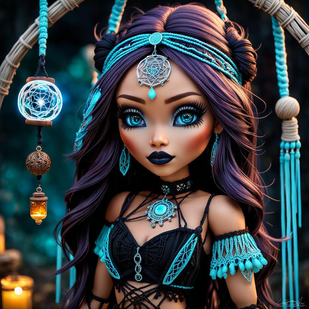 Dreamy Cyberpunk Fortune Teller with Glowing Eyes