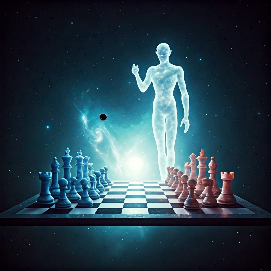 Cosmic Chessboard Game in Star-Filled Expanse