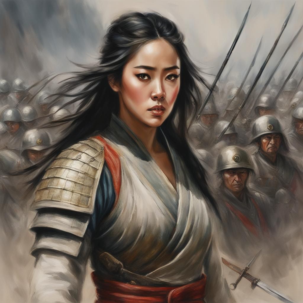 Hua Mulan Training in the Style of Luis Royo