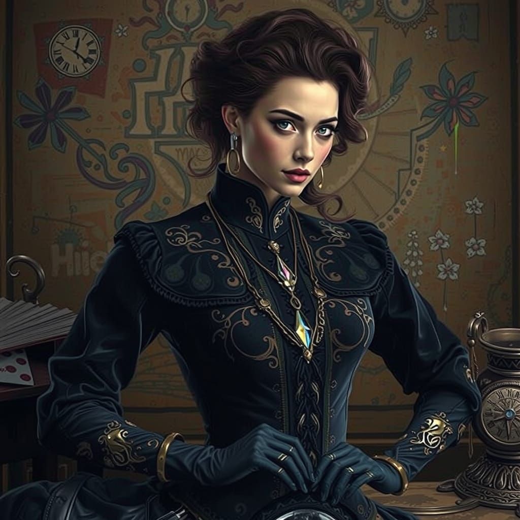 Polychromatic Portrait of Woman in Graffiti Art Style