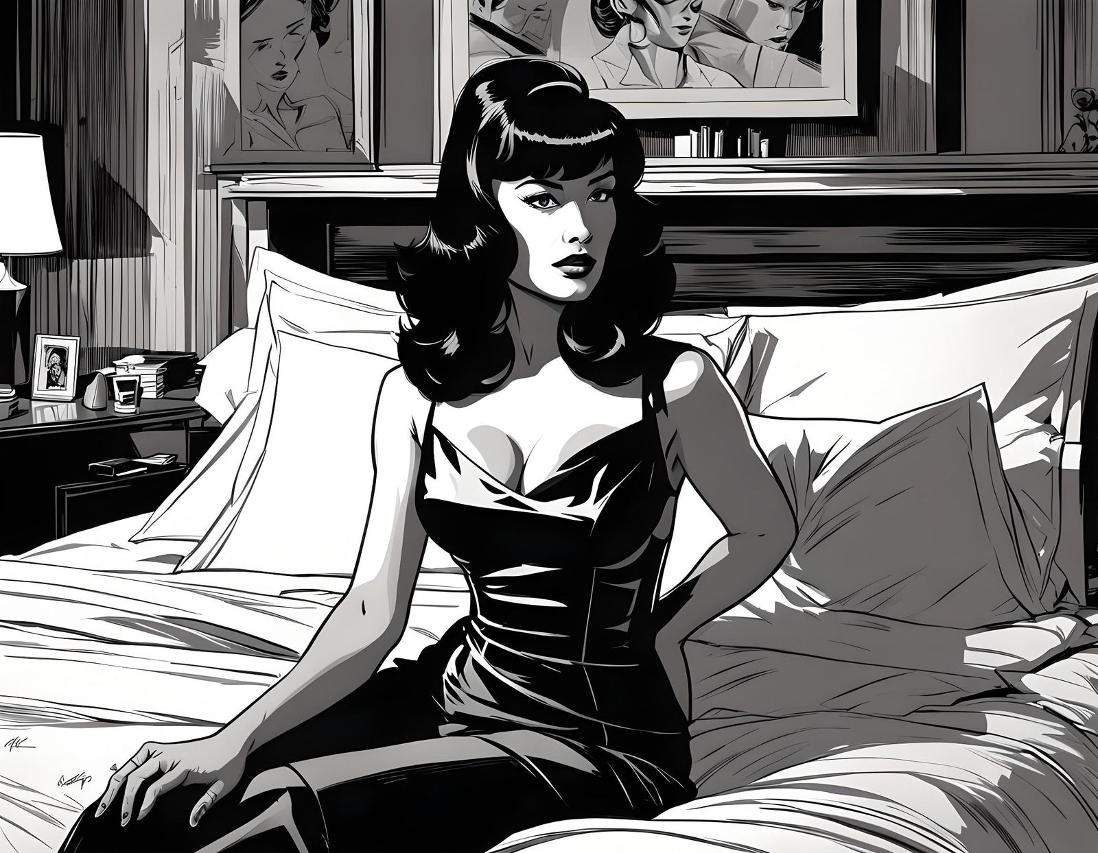 Sarcastic Socialite Portrait in Retrofuturist Comic Style