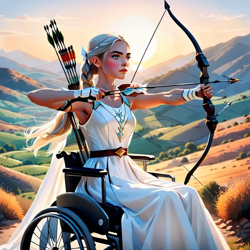 Artemis in Wheelchair: Photorealistic Animated Illustration