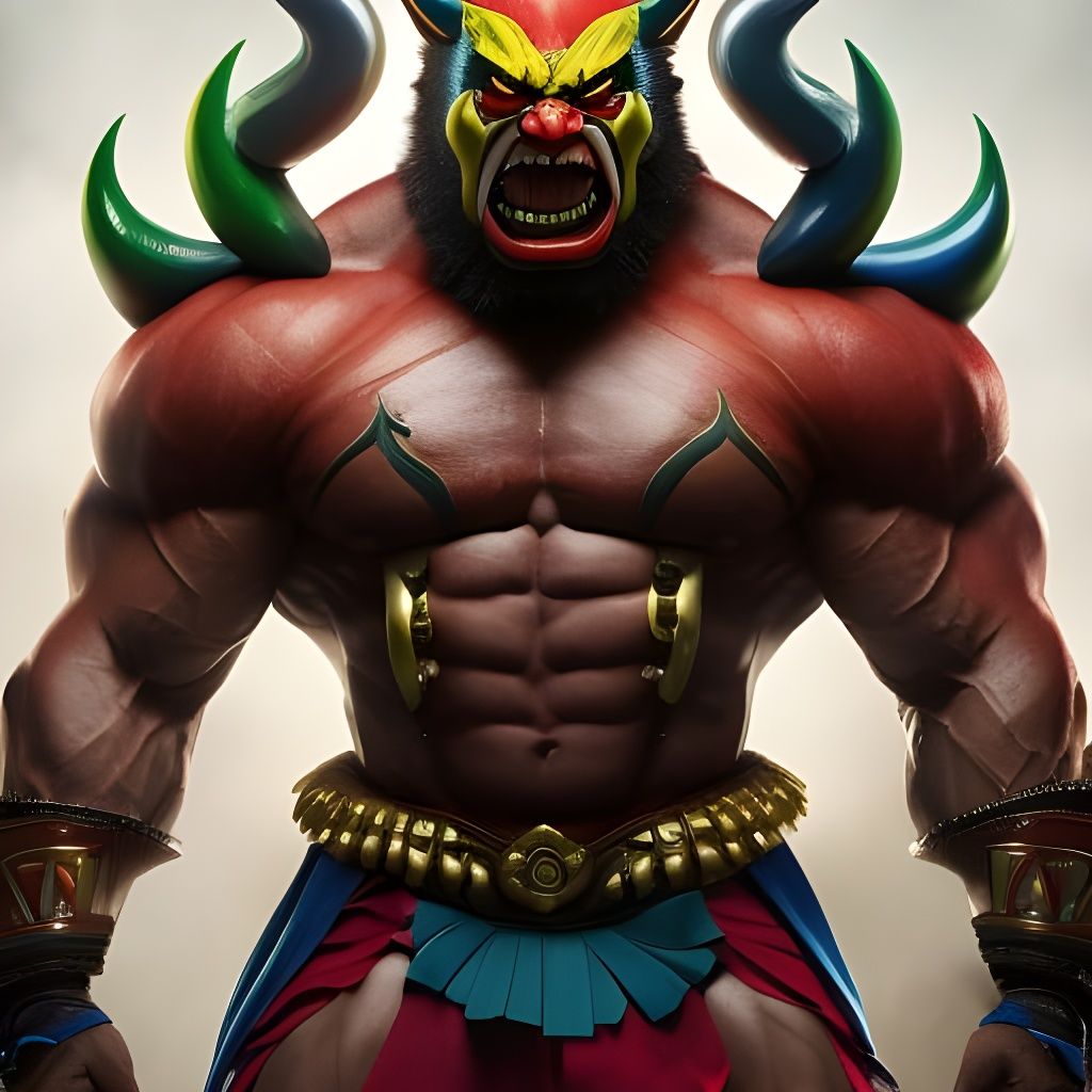 Trippy Muay Thai Clown in Watercolor Valhalla City